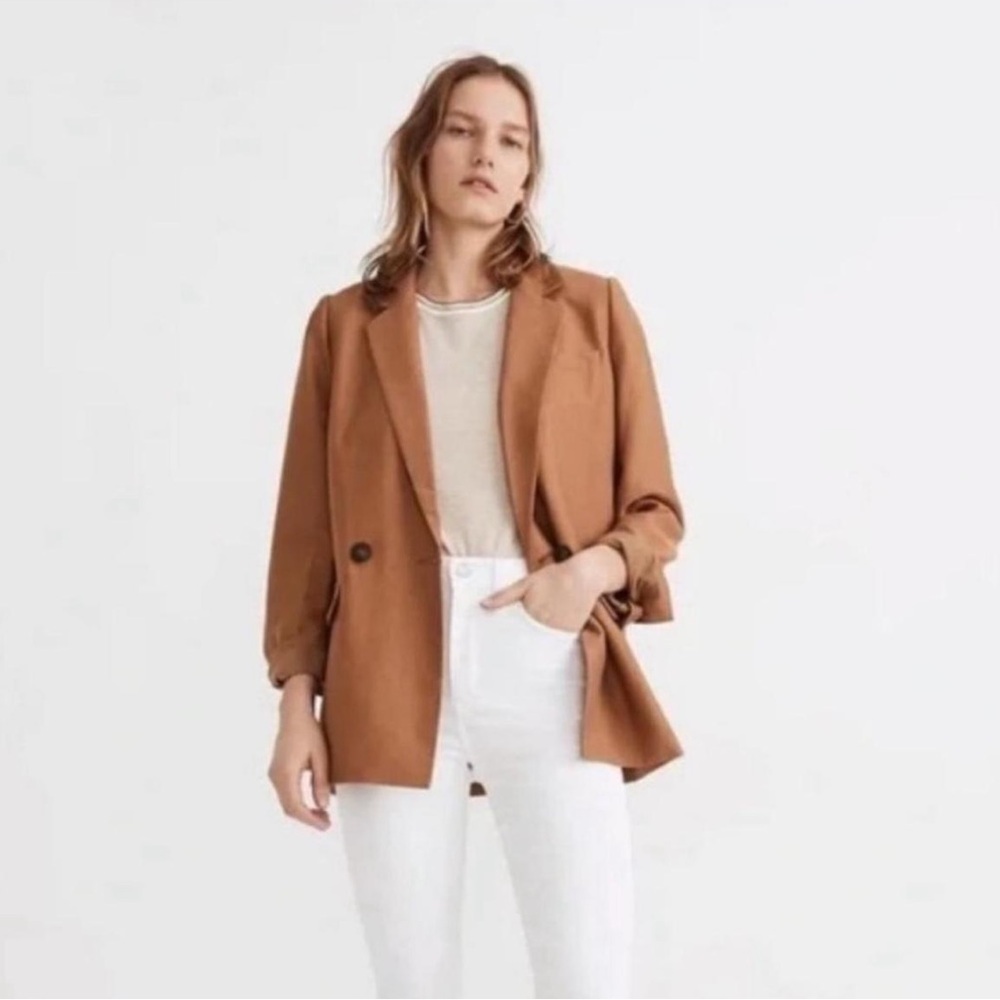 madewell Caldwell Double-Breasted Blazer: Two Button Edition in tan